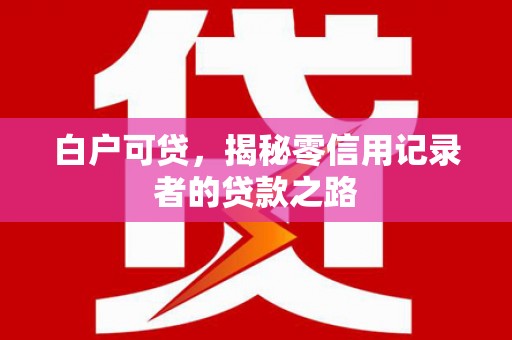 白云鄂博矿区白户可贷，揭秘零信用记录者的贷款之路